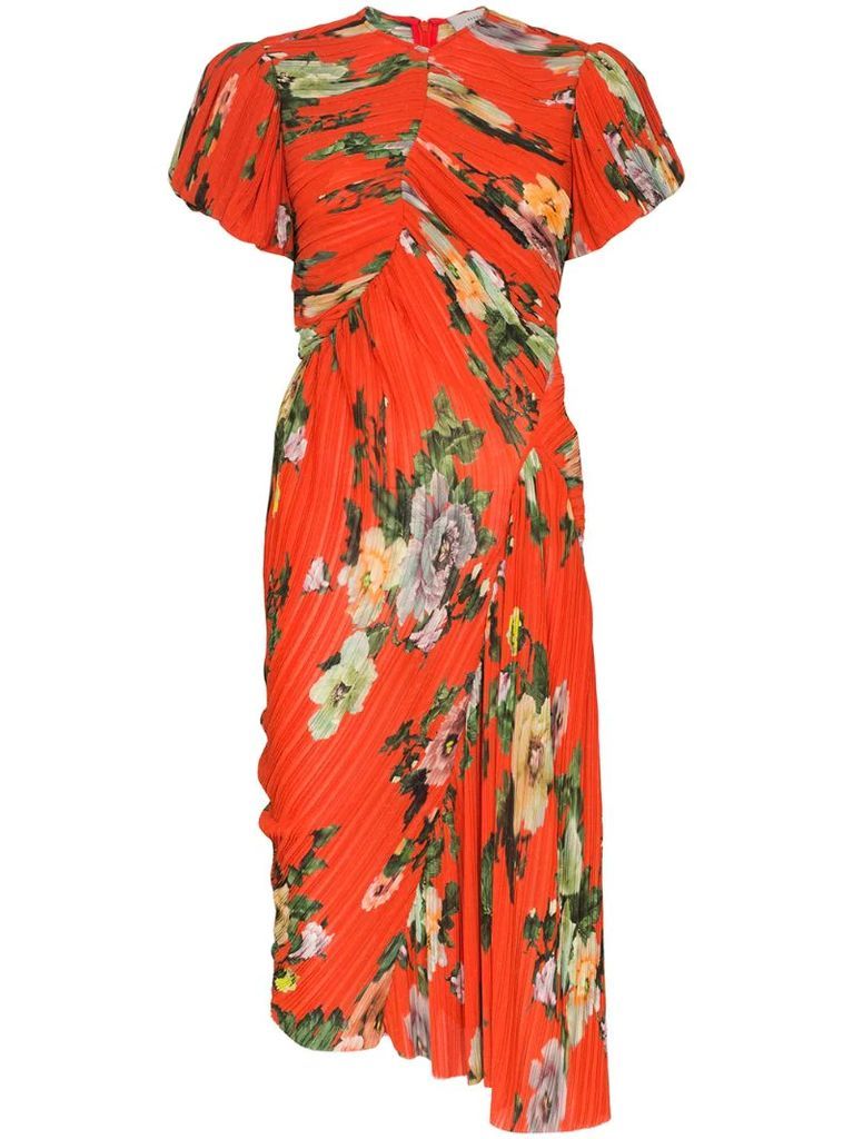 Meggy plissé floral print dress