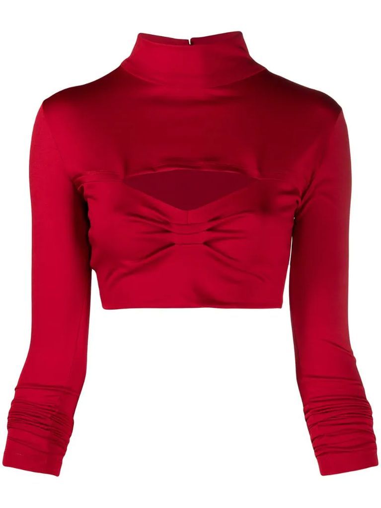 mock neck jersey cropped top