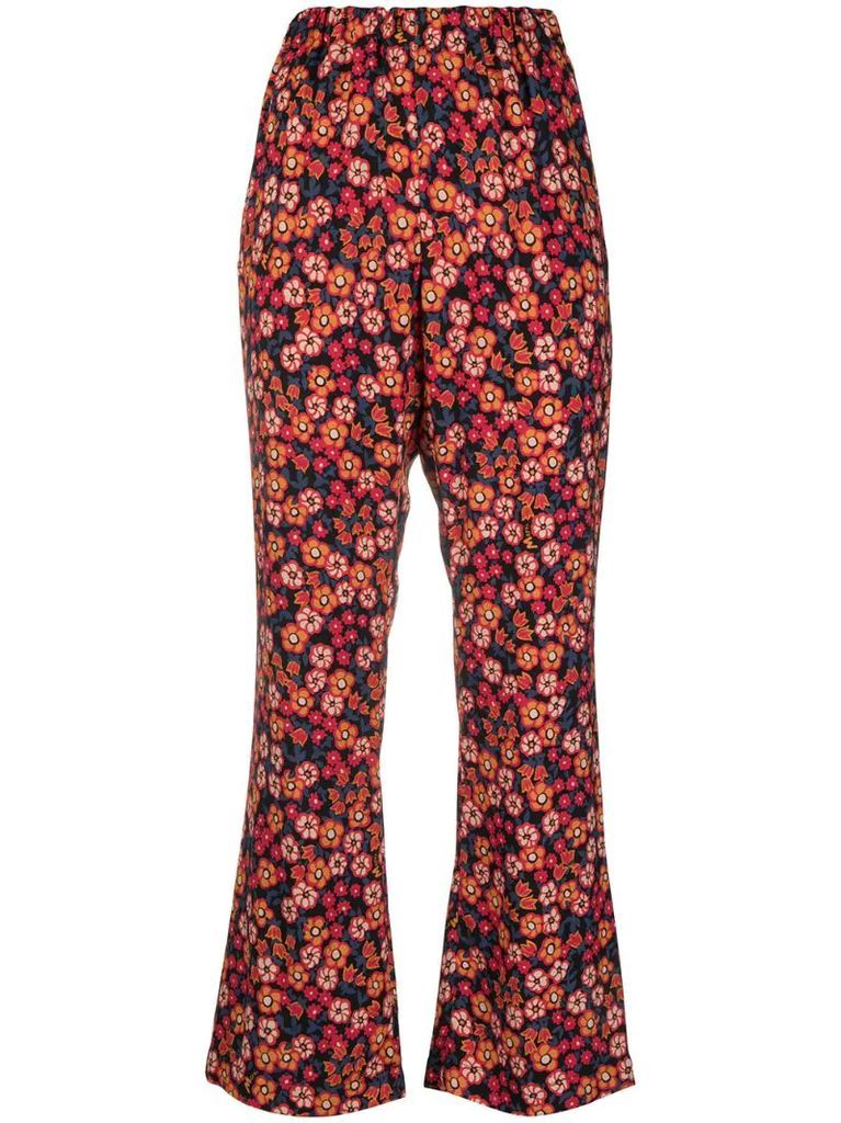 floral-print trousers