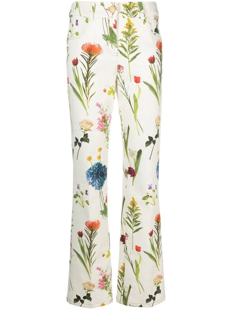 floral-print low-rise trousers