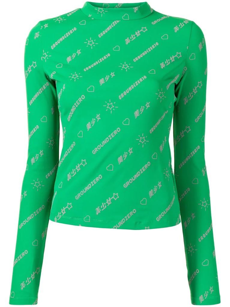 all-over logo print top