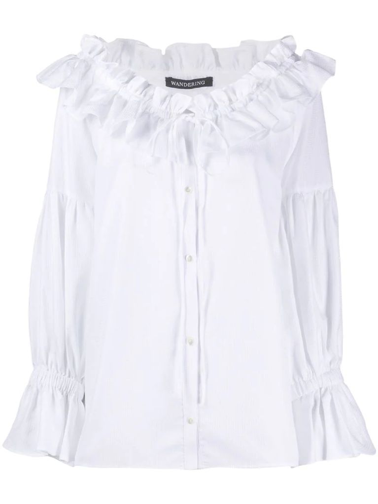 ruffle neck shirt