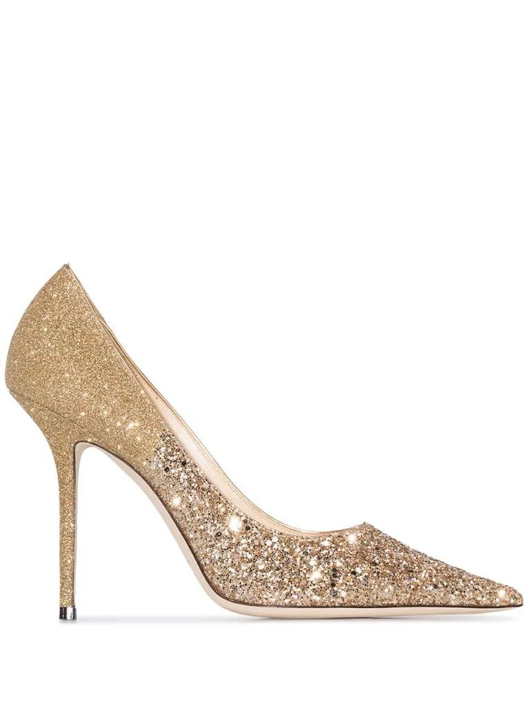 Love 100mm glittered leather pumps