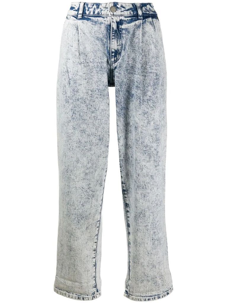 mid rise acid washed jeans