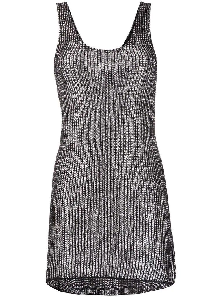metallic chunky-knit mini dress