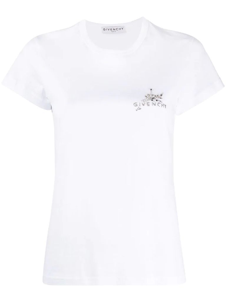 crystal-embellished logo T-shirt