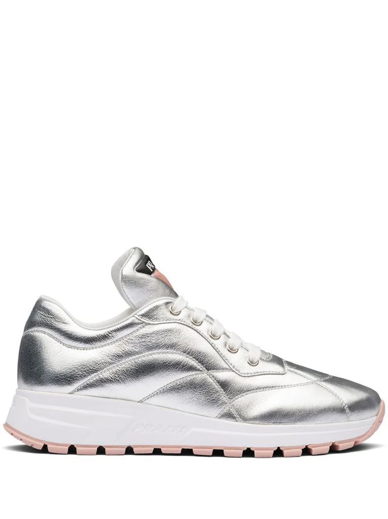 metallic stitched sneakers