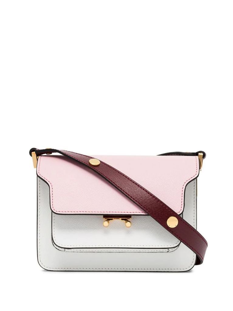 pink, white and red trunk bicolour small leather shoulder bag