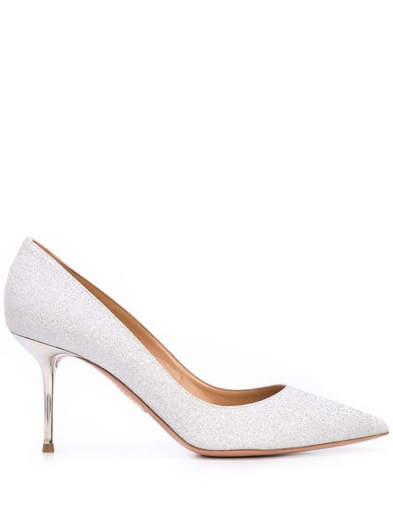 75mm glitter pointed toe pumps