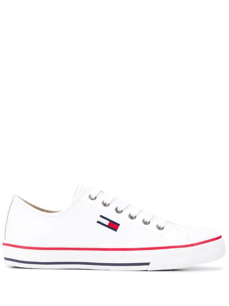 flag logo lace-up sneakers