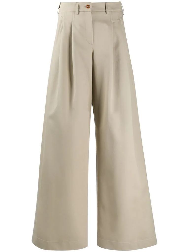 high rise palazzo trousers