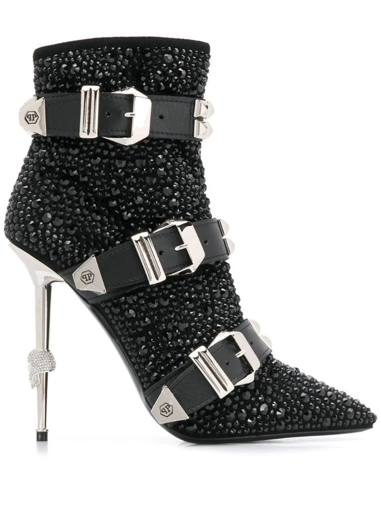 Crystal buckled boots