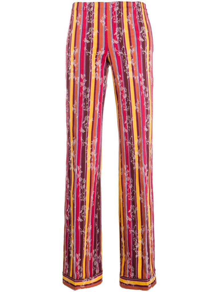 1990s striped floral trousers