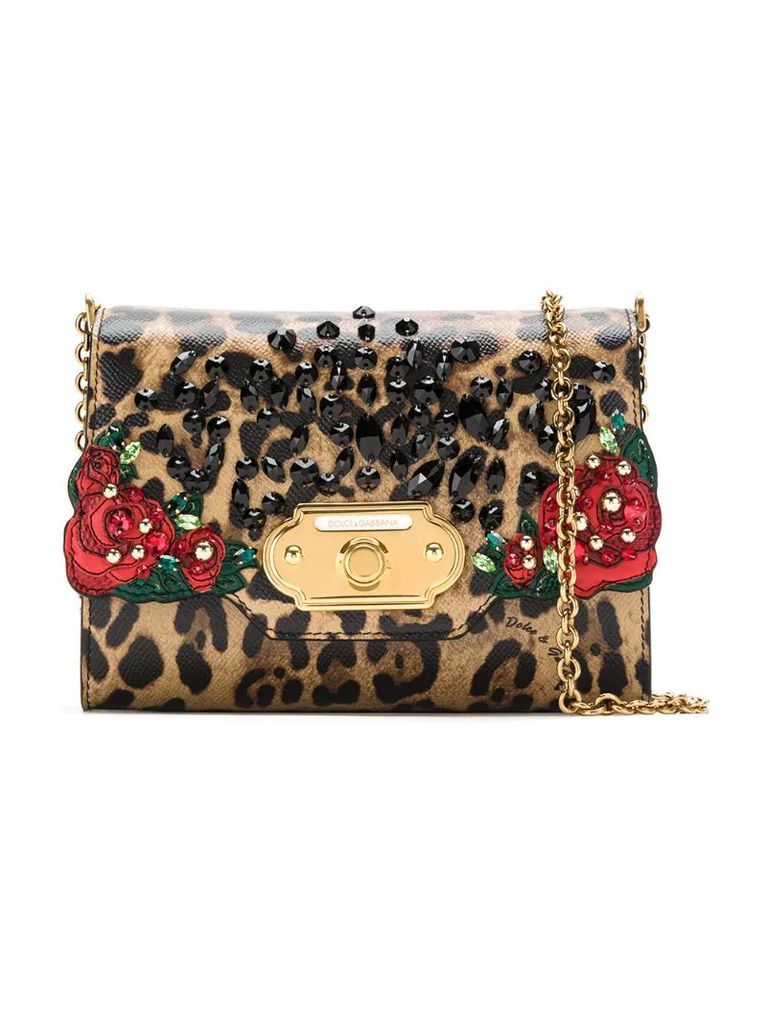 embellished leopard print crossbody bag