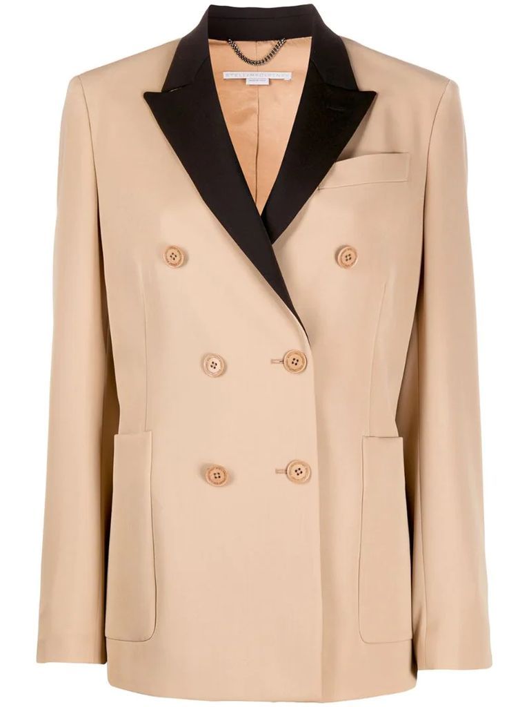 contrast-lapel double-breasted jacket