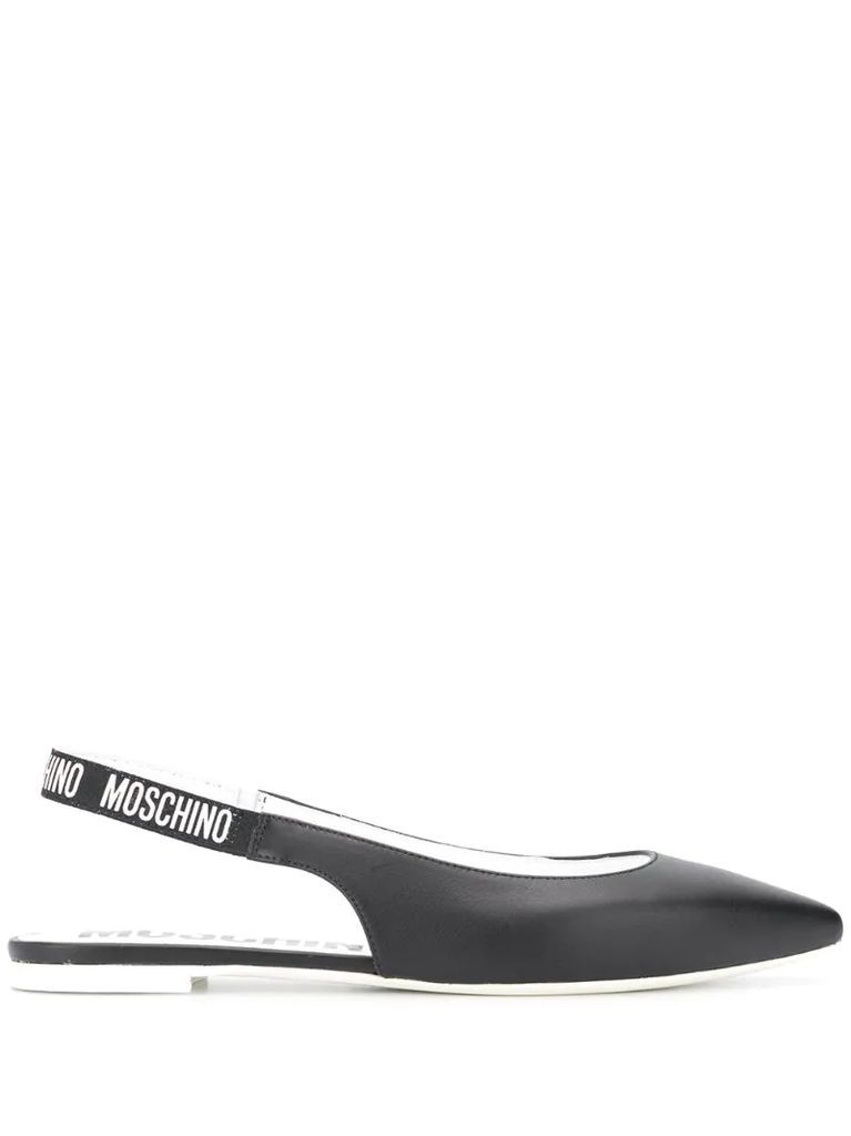 logo-strap slingback ballerina shoes