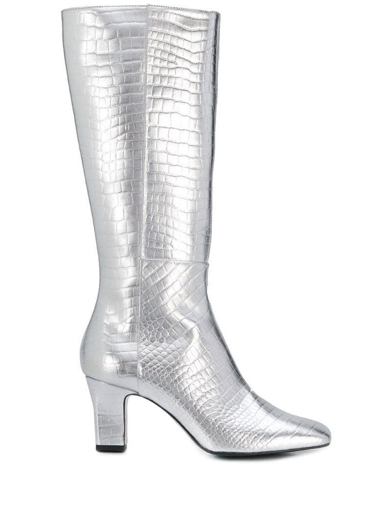 metallic pointed boots