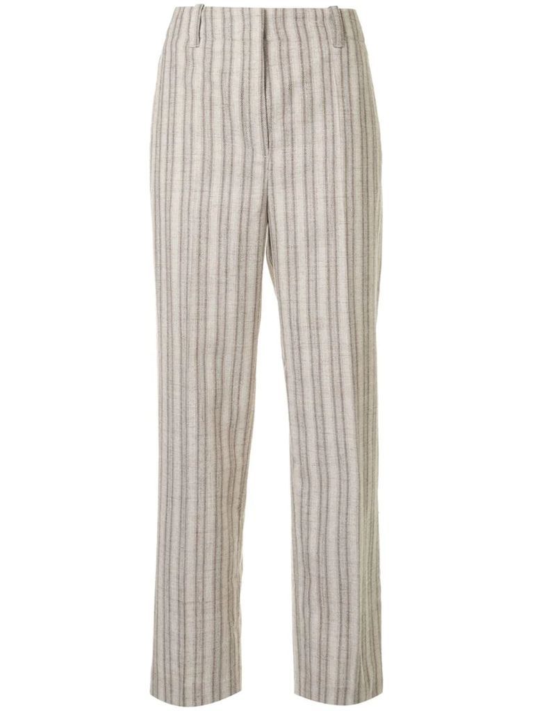 striped high-rise straight-leg trousers