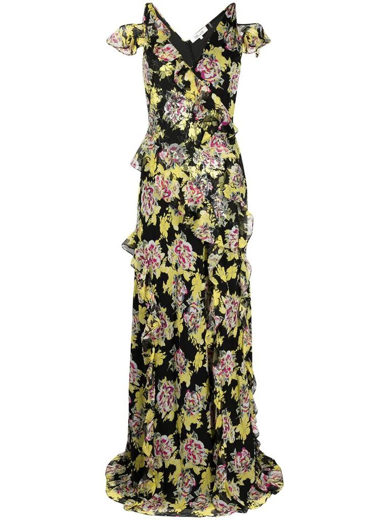 floral-print sleeveless maxi dress