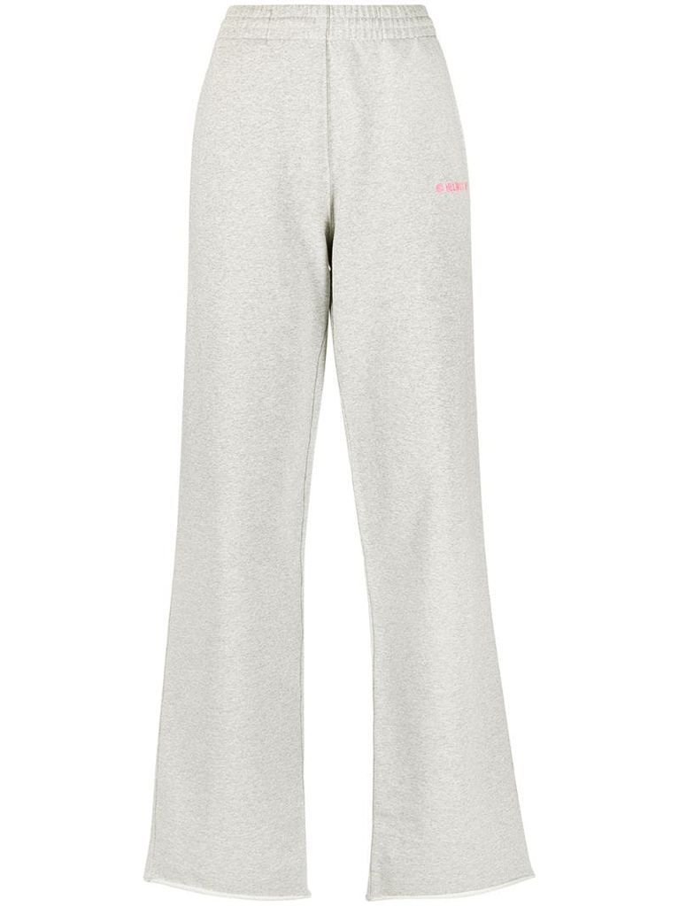 embroidered-logo flared trousers