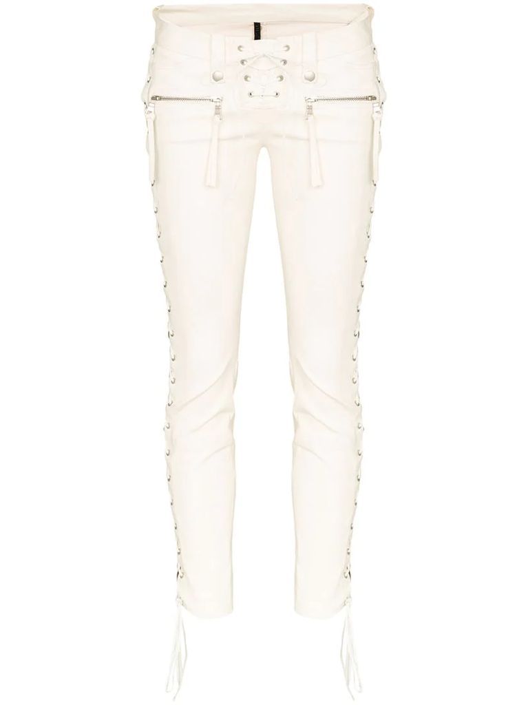 lace-up skinny trousers