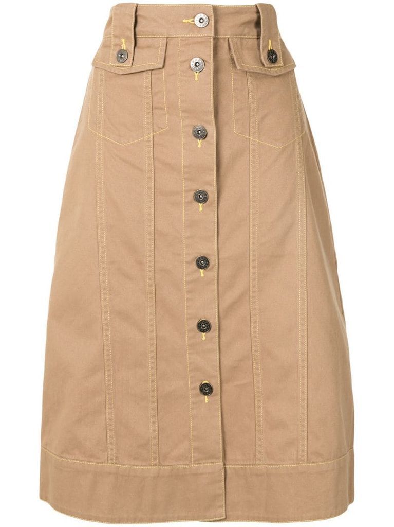 buttoned midi skirt