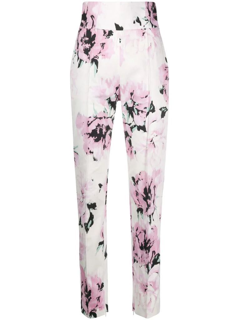rose-print tailored trousers