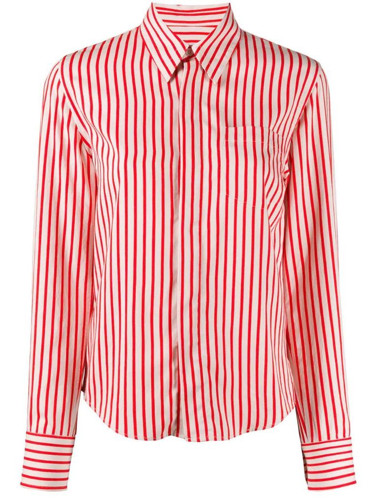 striped button-front shirt