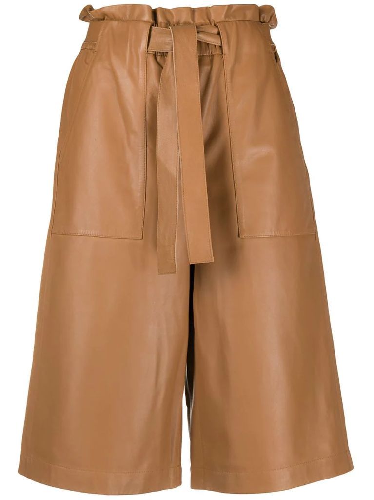 leather wide leg culottes