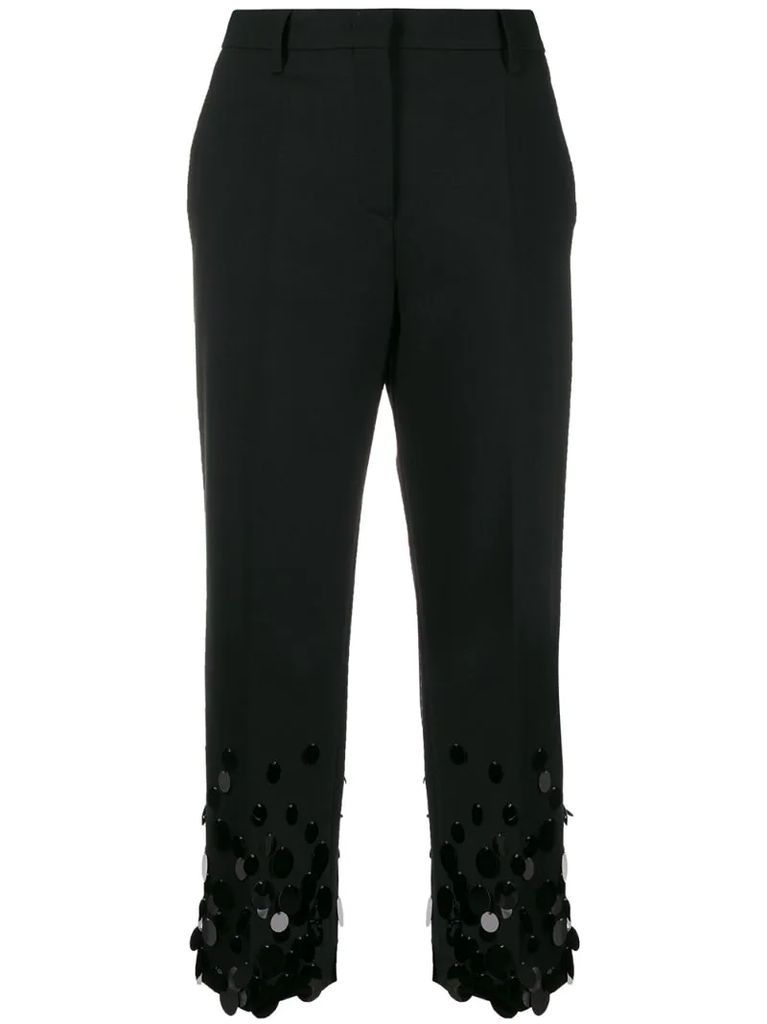 cropped sequin disc trousers