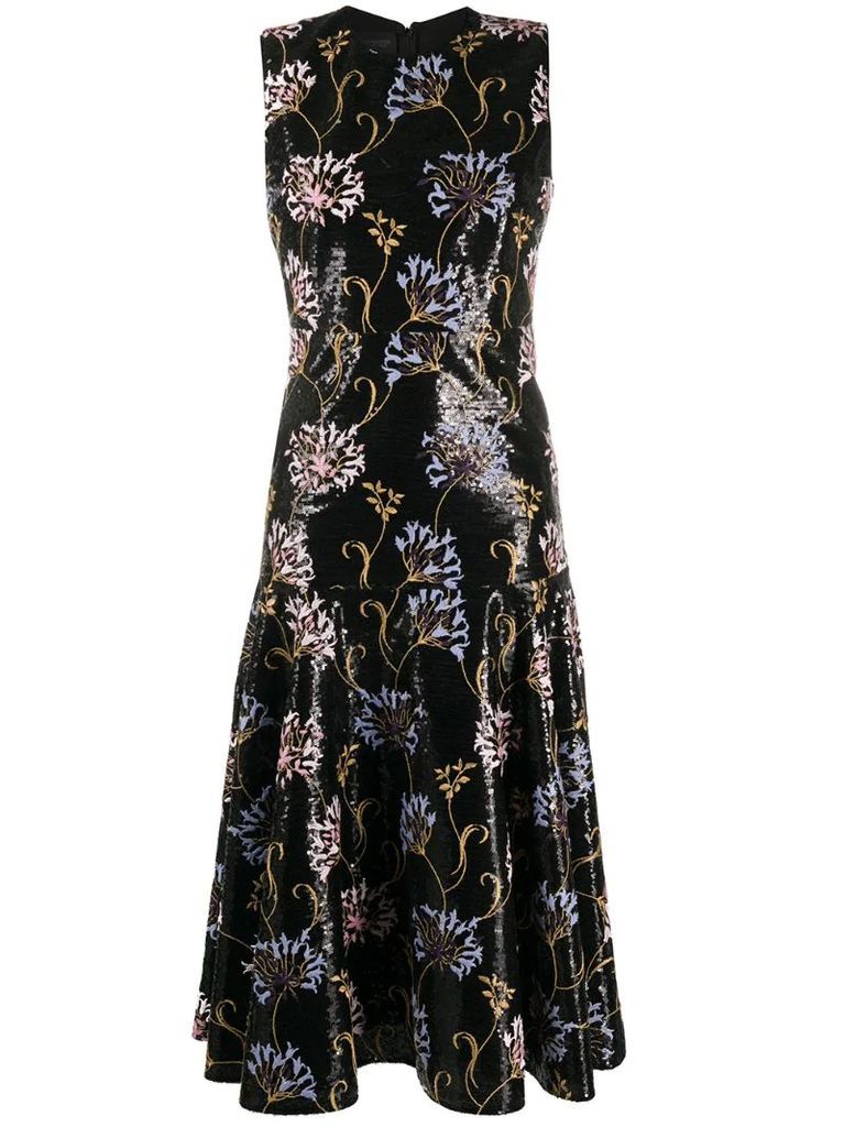 floral-embroidered sequin dress