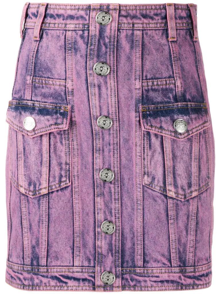 acid wash denim skirt