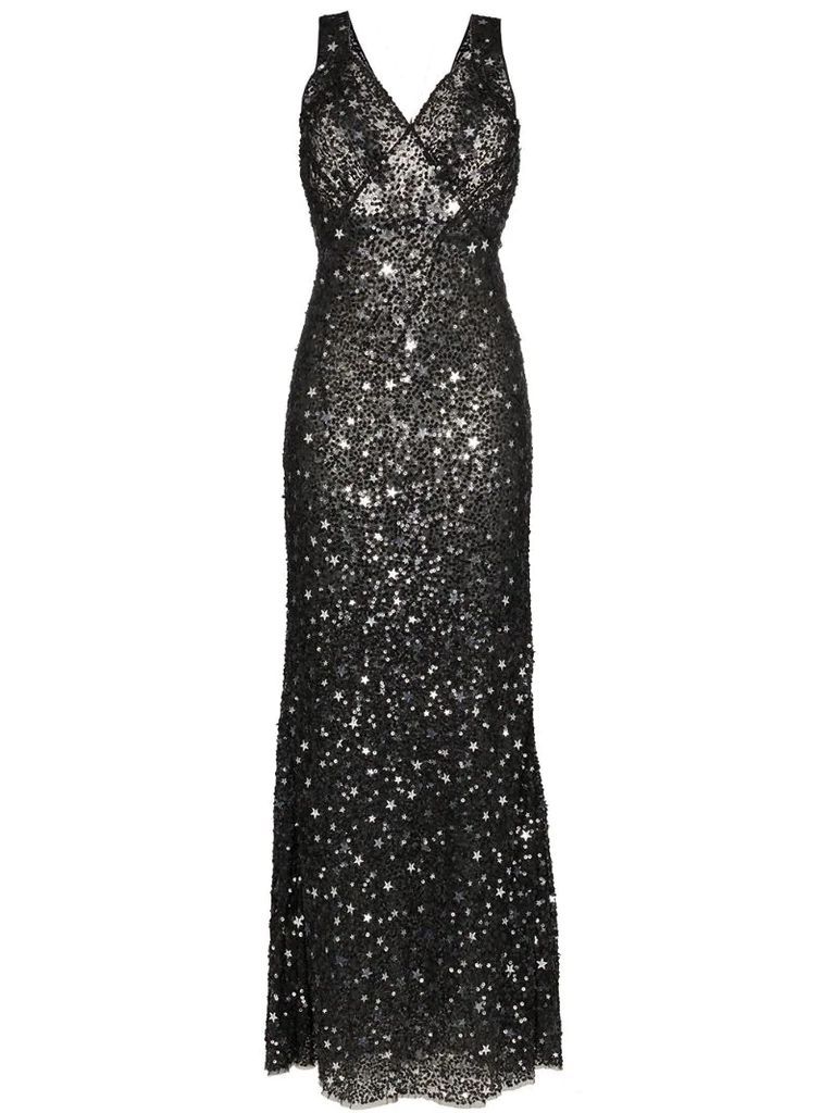 star and sparkle embellished maxi dress