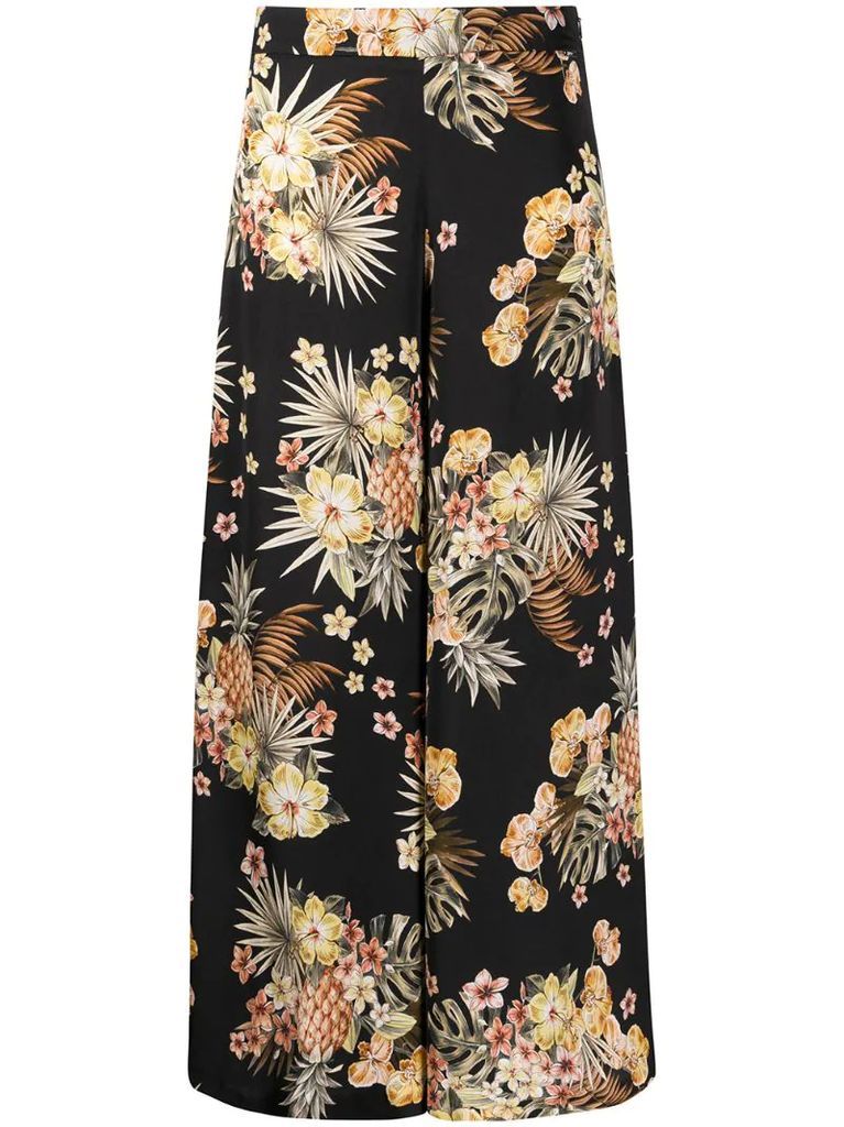 floral print wide trousers