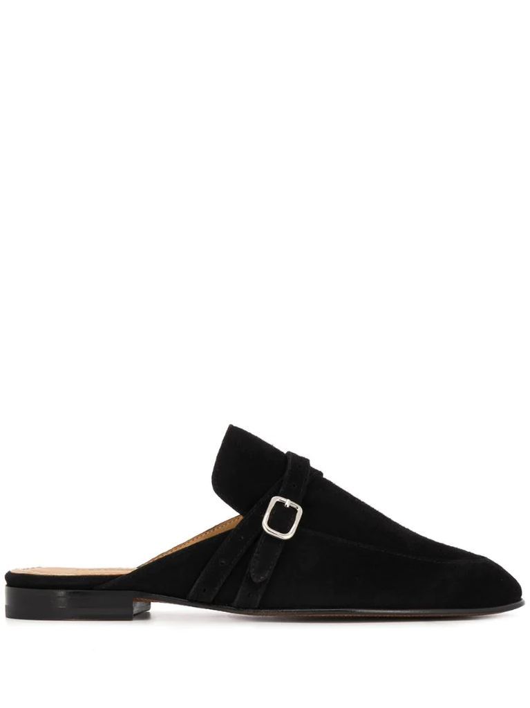 pointed toe belt mules