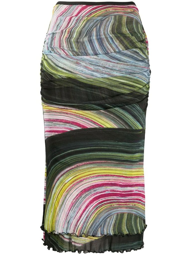 abstract-print fitted skirt