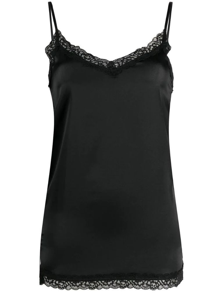 lace-detail camisole silk top