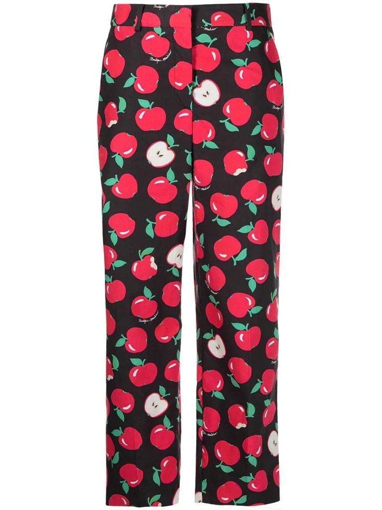 apple print cropped trousers