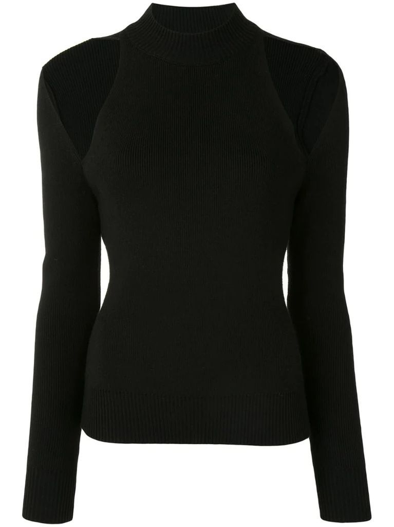 fitted cold-shoulder jumper