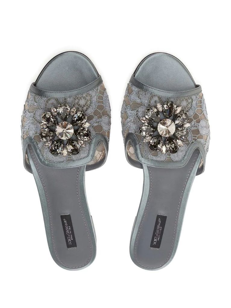 embellished-detail slip-on sandals