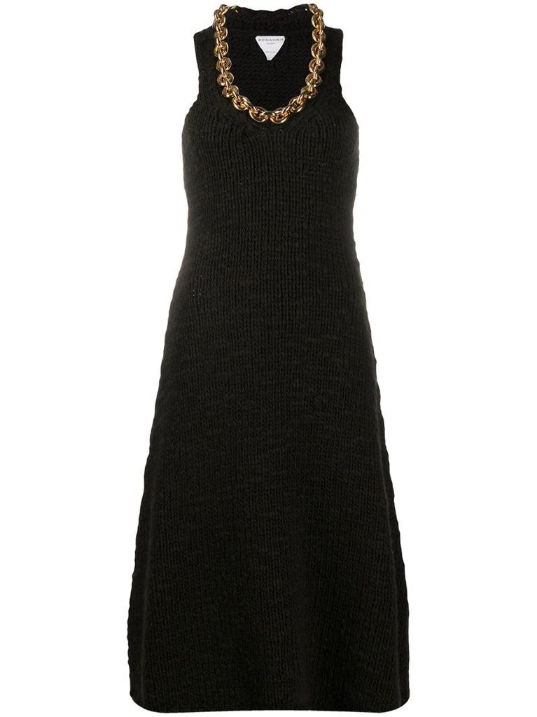 chain-link detail knitted dress