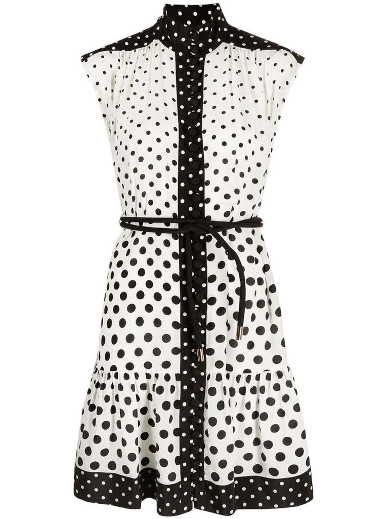 Silk High Neck polka-dot dress