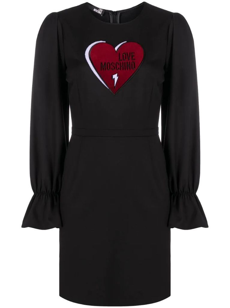 embroidered heart-logo dress