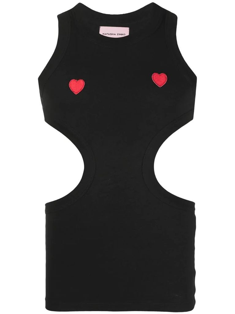 heart-appliqué cut-out vest