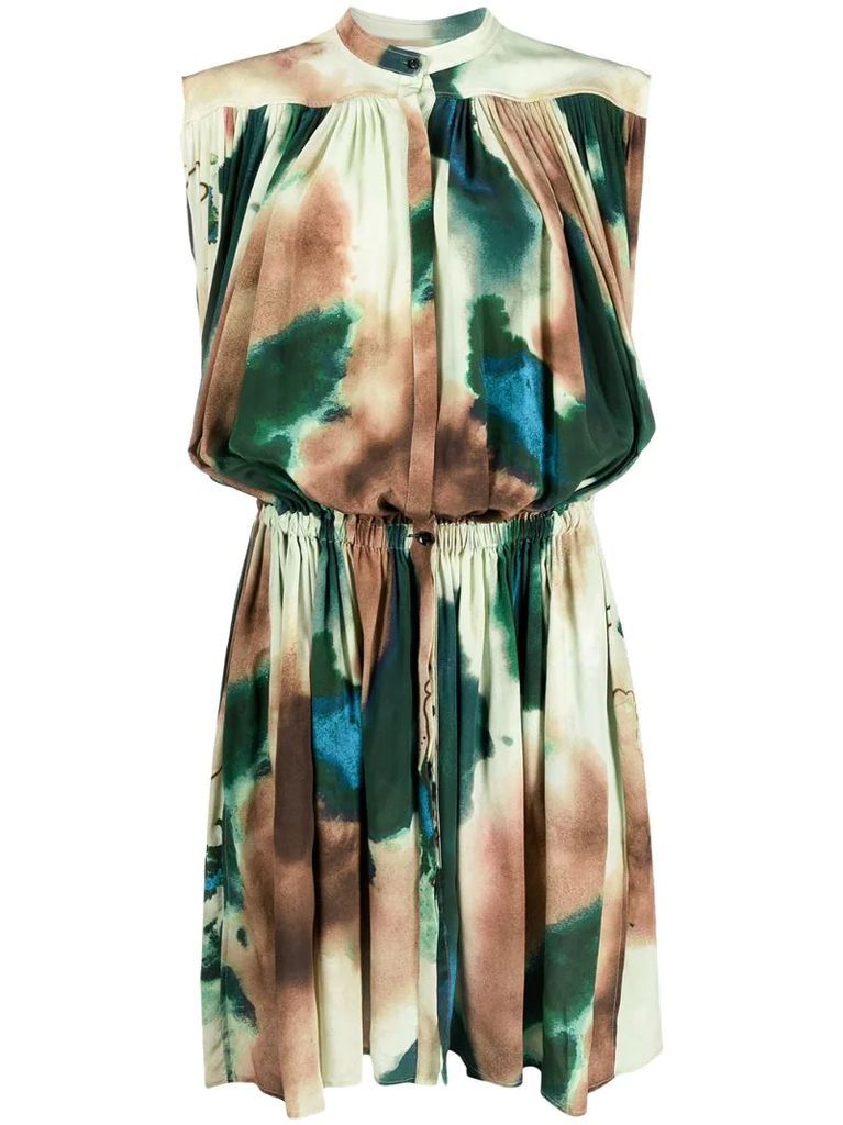 abstract-pattern print silk dress