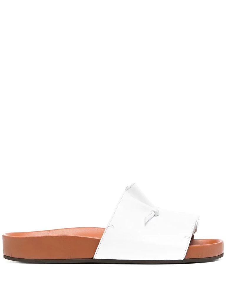 pinched leather slides