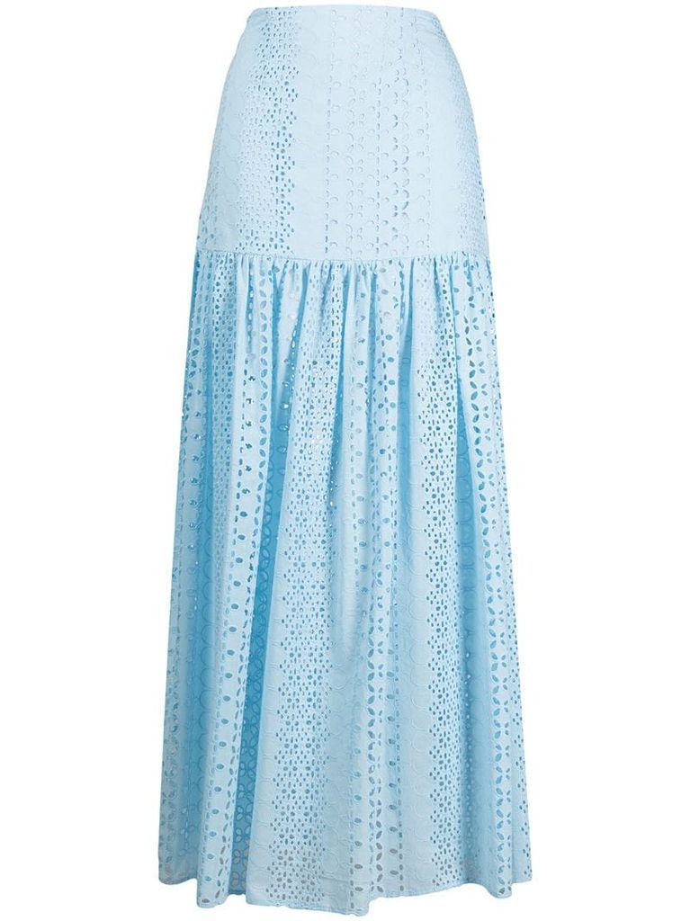 high-rise embroidered maxi skirt