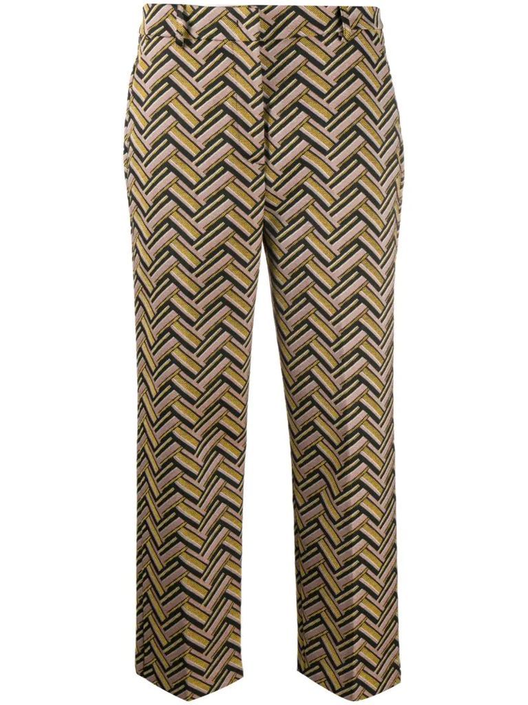 cropped zigzag print trousers
