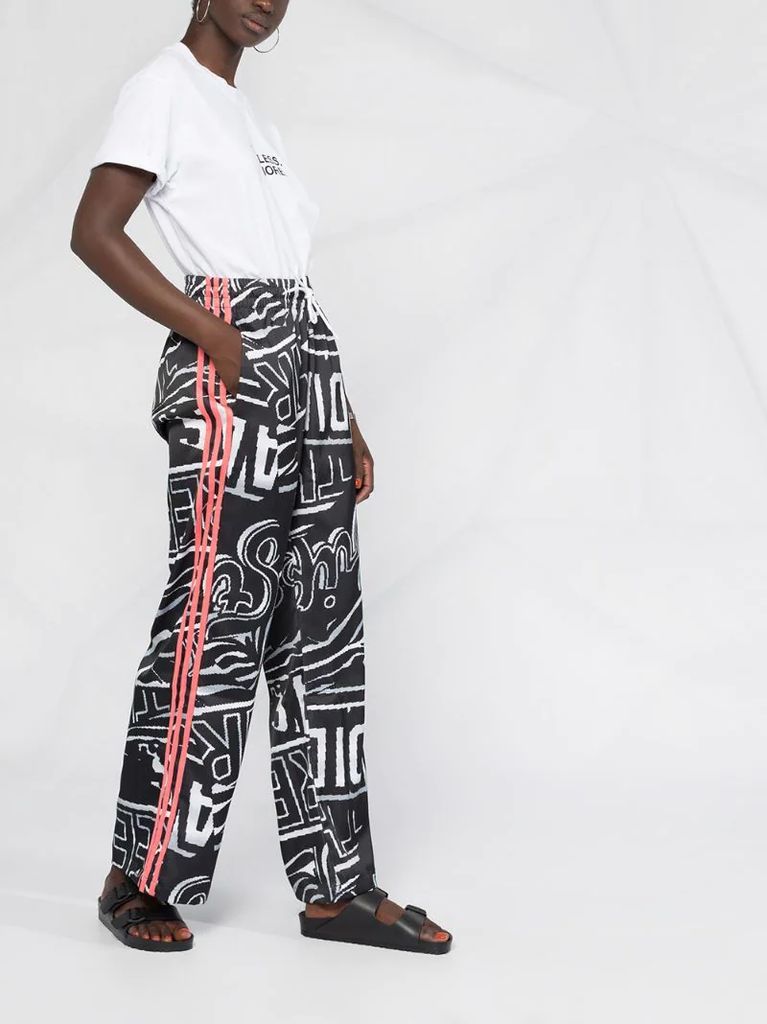graphic print wide-leg trousers