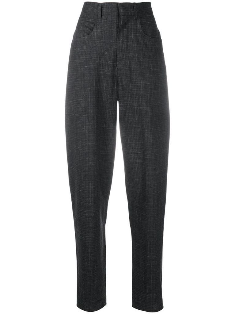 cross-hatch-print tailored trousers